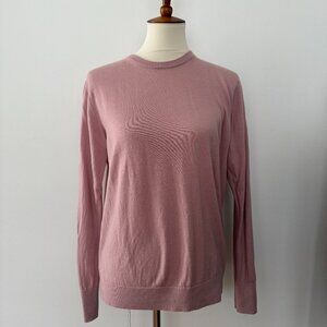 Uniqlo Crew Neck 100% Wool Pink Knit Jumper Womens XL